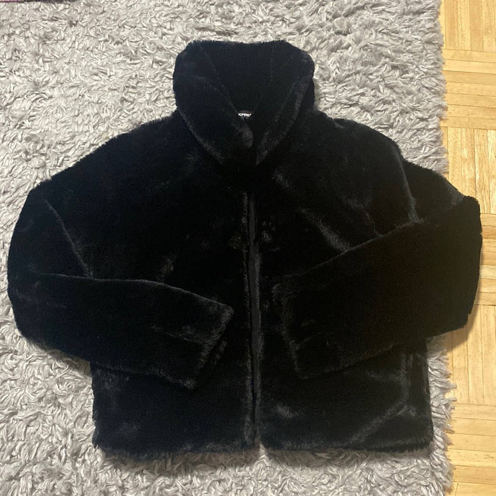 Express cropped faux fur coat